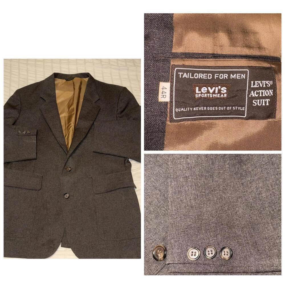 Levi's Men's Tailored Action Suit Blazer Jacket 44R Brown Professional Dry Clean